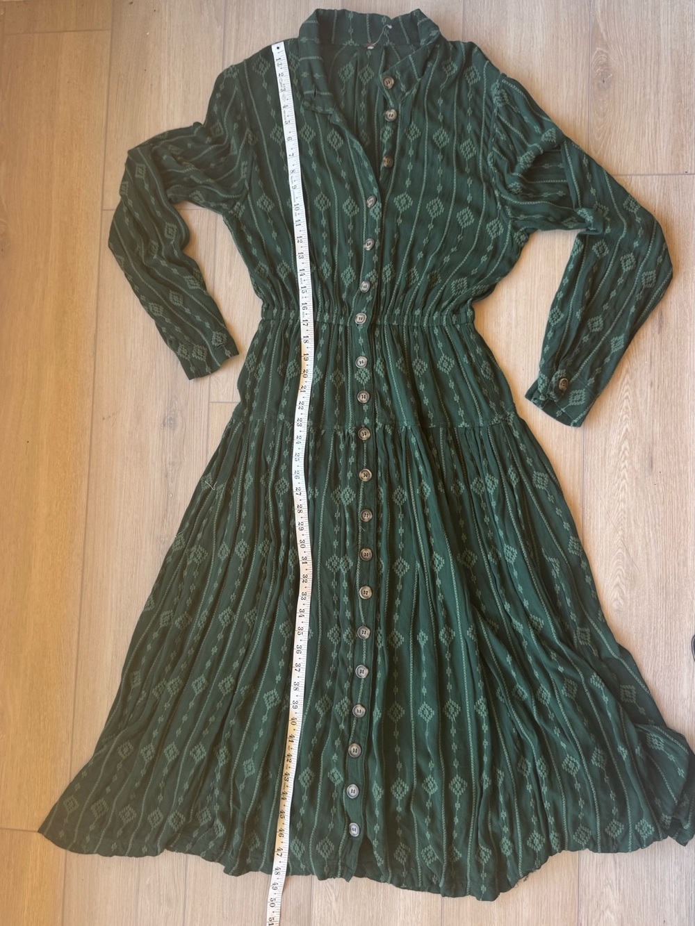 Free People Diamond Head Embroidered Midi Dress Green M - Picture 16 of 16